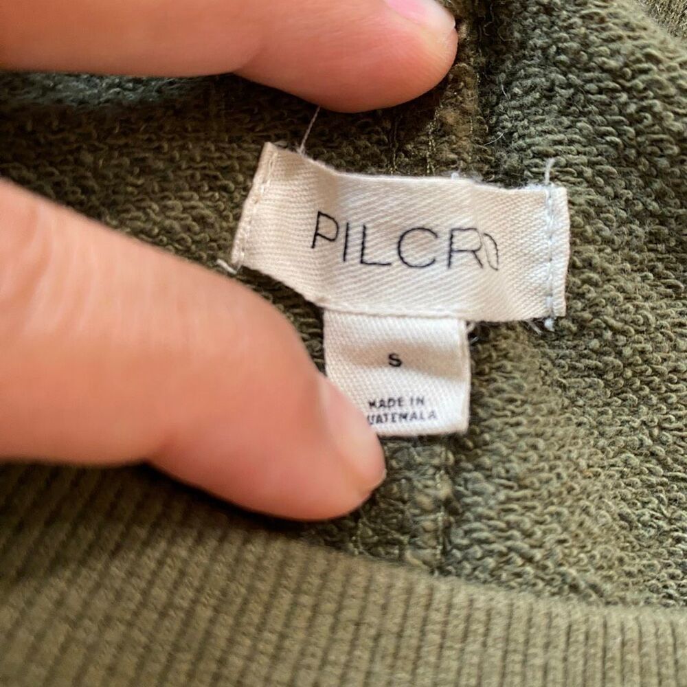 Pilcro Local Bands Only Graphic Sweatshirt Olive Green Cropped Size S - Picture 4 of 9